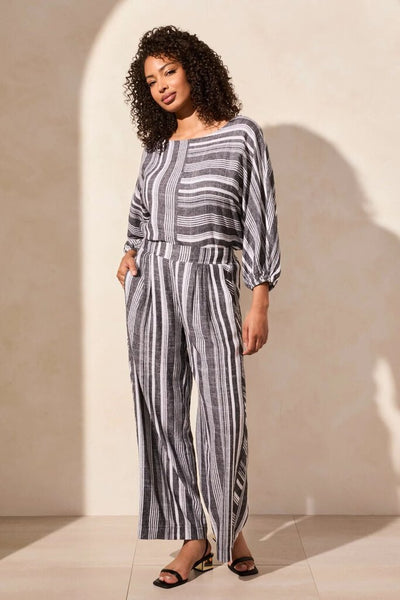 Tribal Striped Linen Blend Pants