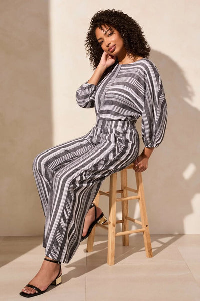 Tribal Striped Linen Blend Pants