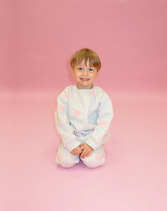 Brunette the Label 'All Over Hearts' Kids Classic Crew - Pebble Grey