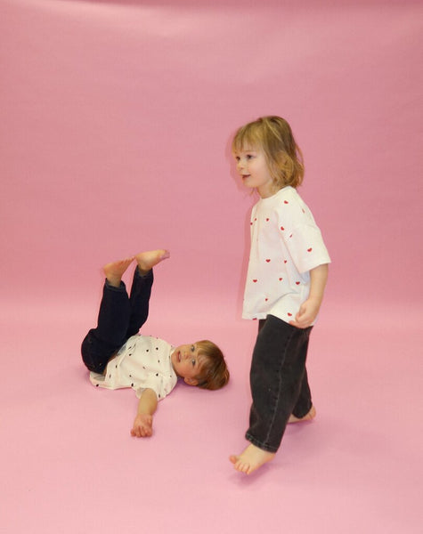 Brunette the Label 'All Over Tiny Heart' Kids Boxy Tee