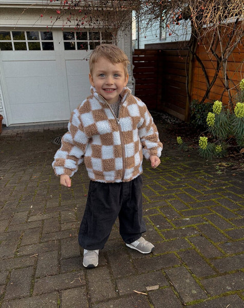 Brunette the Label 'Checkerboard' Kids Sherpa Jacket