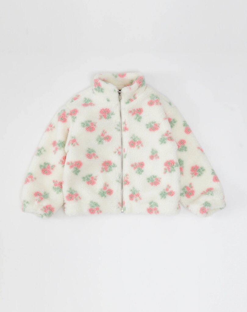 Brunette the Label Kids Floral Sherpa Jacket - White