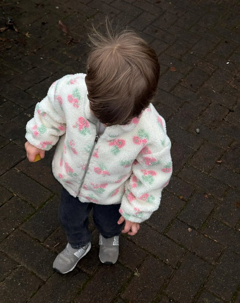 Brunette the Label Kids Floral Sherpa Jacket - White