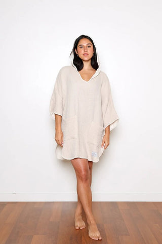 Tofino Towel 'Cocoon' Poncho -Tan