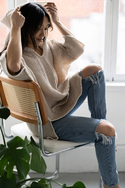 Tofino Towel 'Cocoon' Poncho -Tan