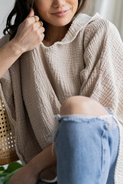 Tofino Towel 'Cocoon' Poncho -Tan