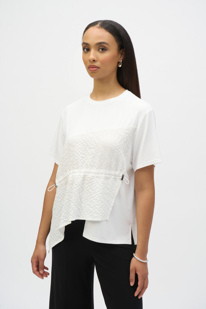 Joseph Ribkoff 252117 Dual Fabric Asymmetrical Top