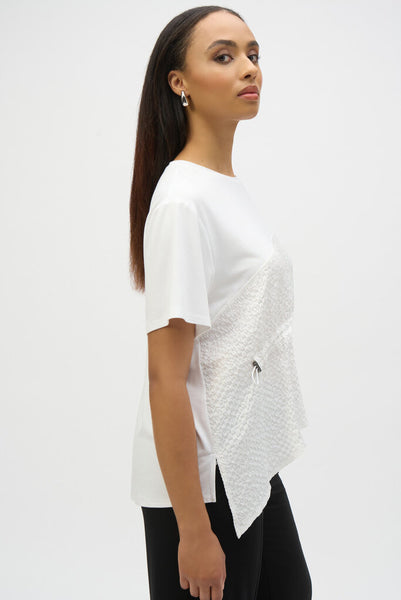 Joseph Ribkoff 252117 Dual Fabric Asymmetrical Top