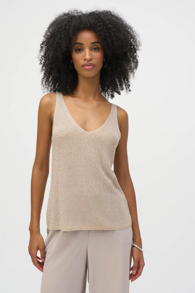 Joseph Ribkoff 252915 Metallic Knit Camisole - Champagne