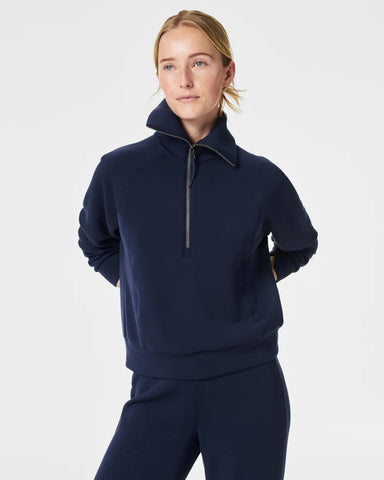 Spanx AirEssentials Half Zip Sweatshirt - Timeless Navy