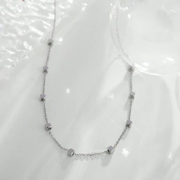 Hackney Nine 'Bexley' Square Bead Dainty Chain Necklace