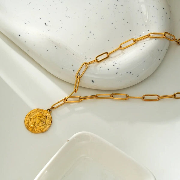 Hackney Nine 'Bilbao' Roman Coin Pendant Necklace - Gold