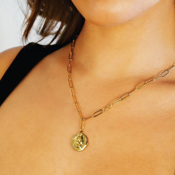 Hackney Nine 'Bilbao' Roman Coin Pendant Necklace - Gold
