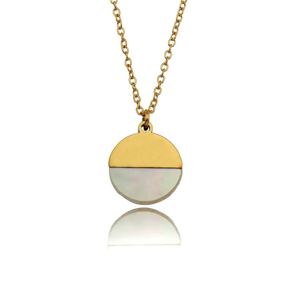 Hackney Nine 'Emersyn' Metal & Shell Circle Pendant Necklace - Gold