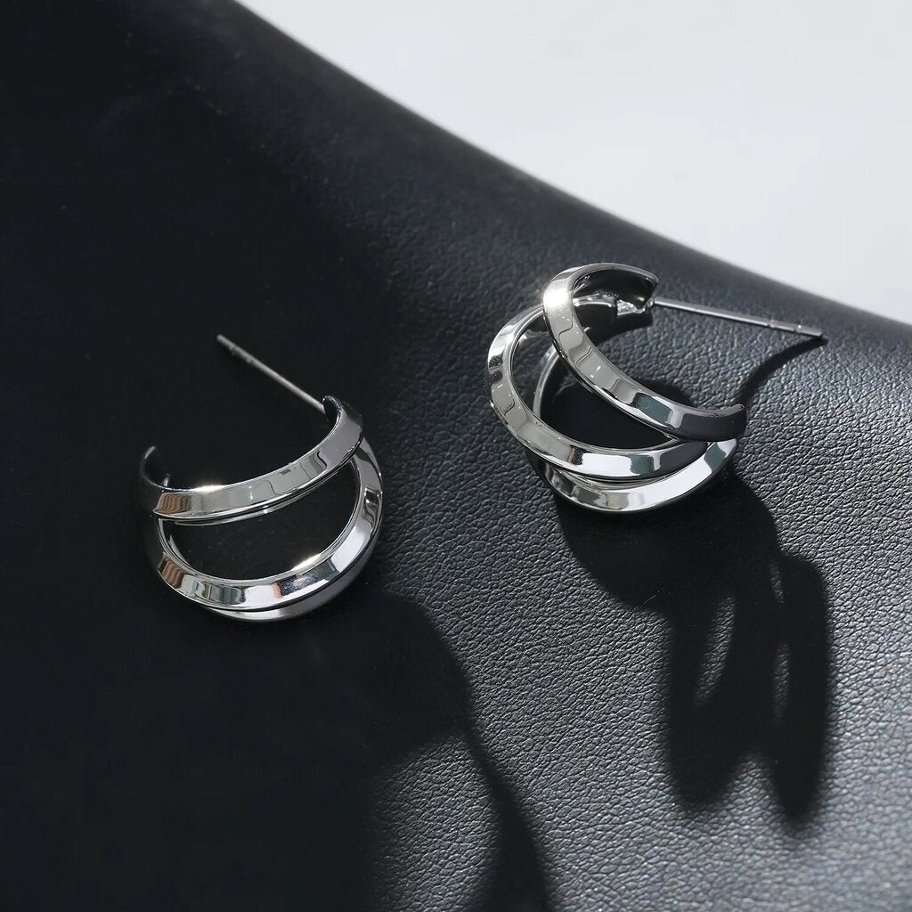 Hackney Nine 'Grizzana Triple Banded Stud Hoops
