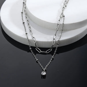 Hackney Nine 'Kateri' Layered Chain with Zirconia Gemstone