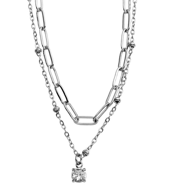 Hackney Nine 'Kateri' Layered Chain with Zirconia Gemstone
