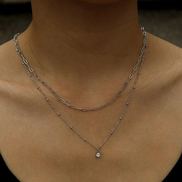 Hackney Nine 'Kateri' Layered Chain with Zirconia Gemstone
