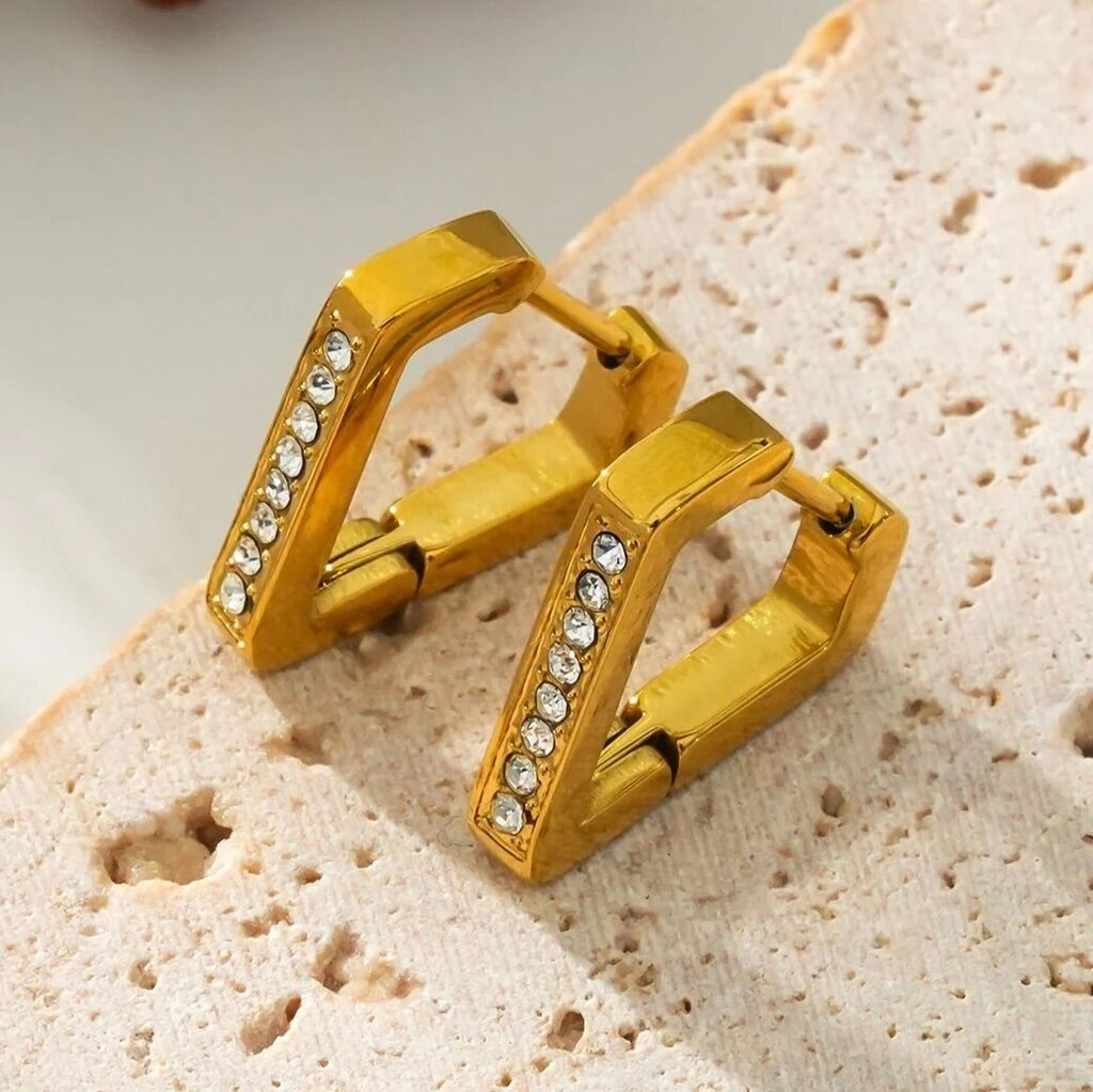 Hackney Nine 'Marietta' Zirconia Gemstone Triangle Mini Hoops