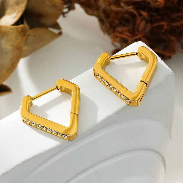 Hackney Nine 'Marietta' Zirconia Gemstone Triangle Mini Hoops