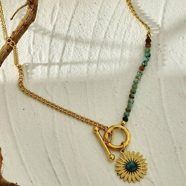 Hackney Nine 'McKenzie' Turquoise Stone Flower Pendant Necklace