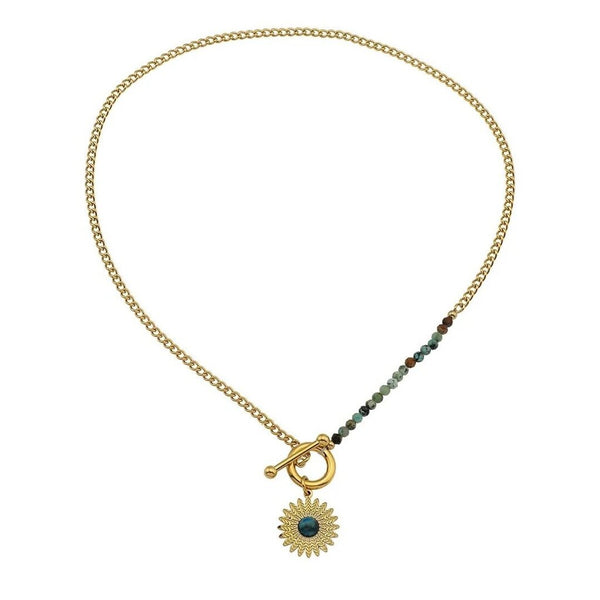 Hackney Nine 'McKenzie' Turquoise Stone Flower Pendant Necklace