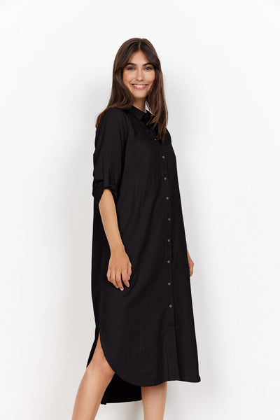 Soyaconcept 'Ina' Linen Button Down Dress - Black