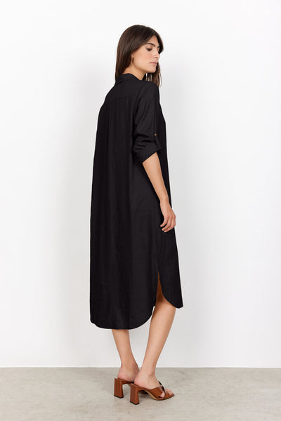 Soyaconcept 'Ina' Linen Button Down Dress - Black