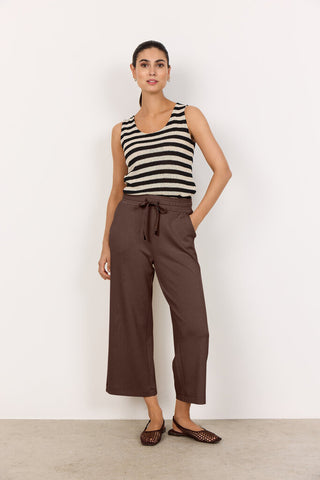 Soyaconcept 'Banu' Drawstring Waist Cropped Pant - Hot Fudge