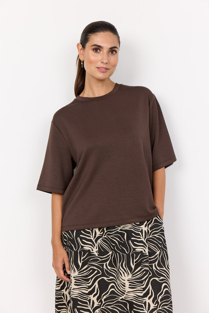 Soyaconcept 'Banu' 3/4 Sleeve Boxy Top - Hot Fudge