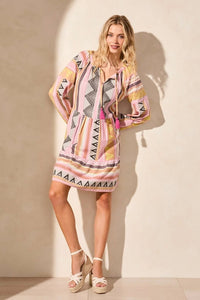 Tribal Geo Print Jacquard Dress