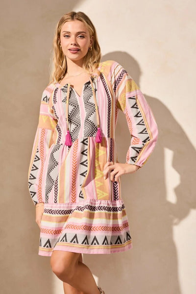 Tribal Geo Print Jacquard Dress
