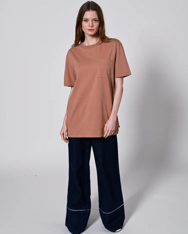 Preloved 'Tamara' Oversized Tee - Brown