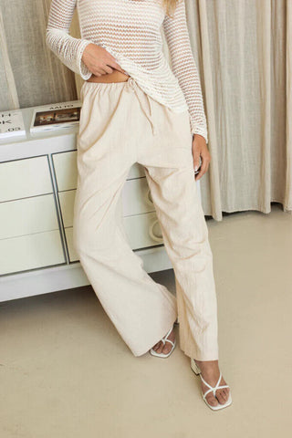 Dailystory 'Savannah' Beige Wide Leg Lounge Pant