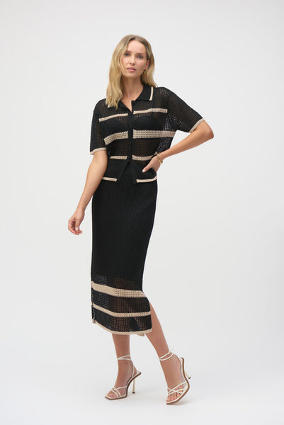 Joseph Ribkoff 252923 Open Stitch Knit Skirt