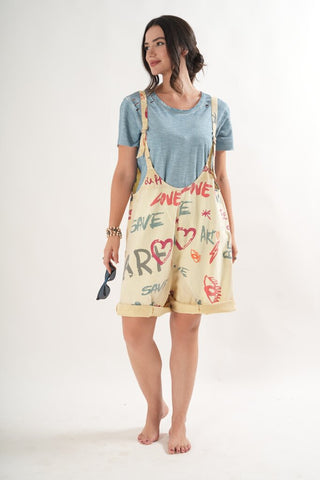 Paper Lace Word Print Romper