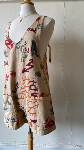 Paper Lace Word Print Romper