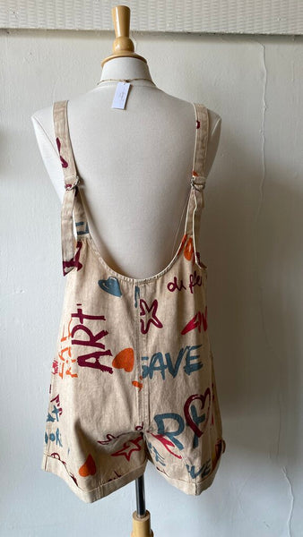 Paper Lace Word Print Romper