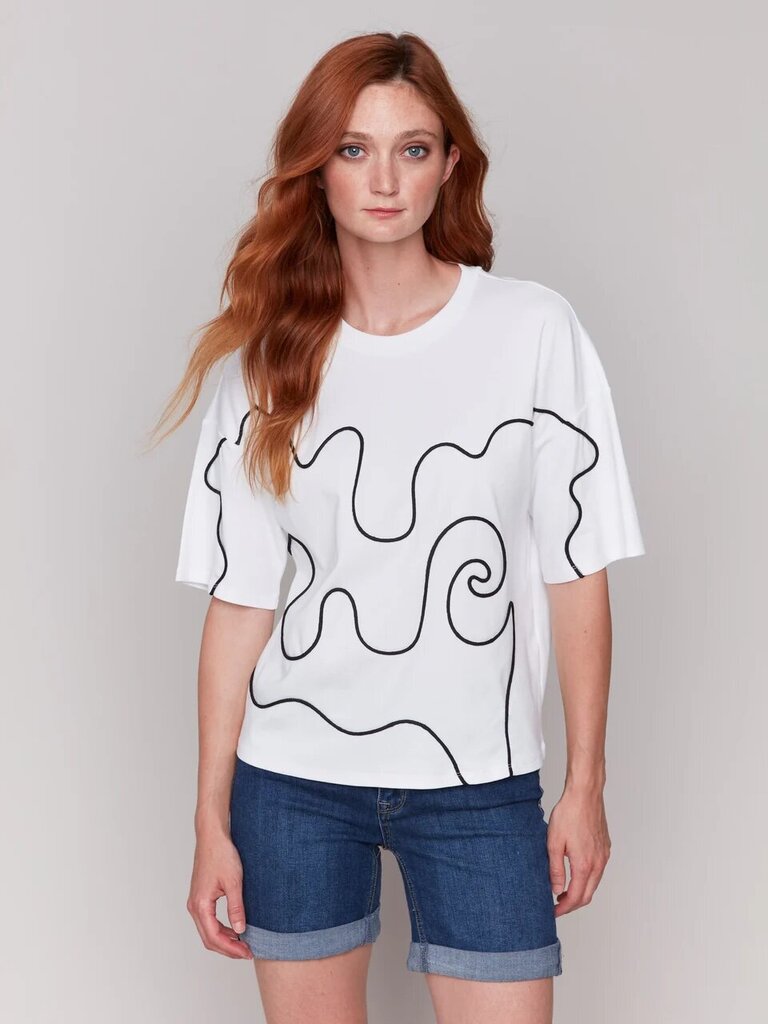 Charlie B Soutache Detail Tee - White