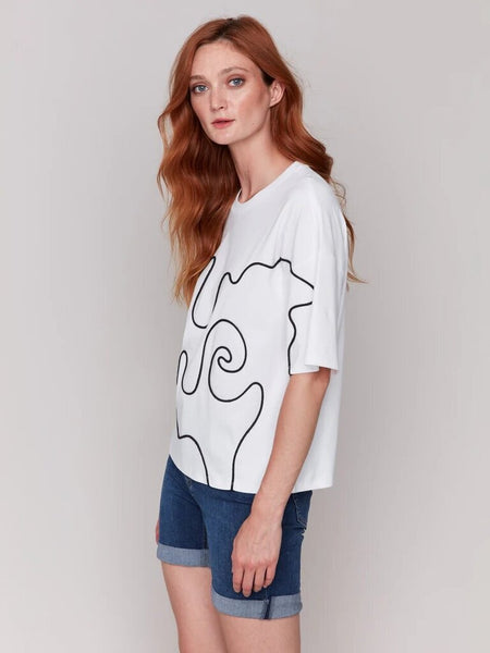Charlie B Soutache Detail Tee - White