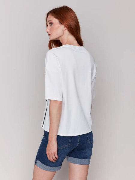 Charlie B Soutache Detail Tee - White