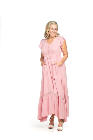 Papillon Button Down Frill Hem Maxi Dress