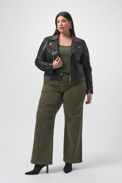 Joseph Ribkoff 'Goldie' Classic Wide-Leg Stretch Jeans - Avocado
