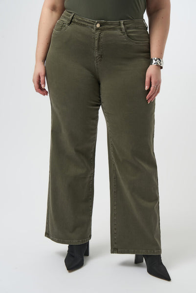 Joseph Ribkoff 'Goldie' Classic Wide-Leg Stretch Jeans - Avocado