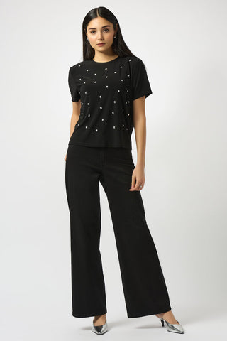 Joseph Ribkoff 'Goldie' Classic Wide-Leg Stretch Jeans - Black