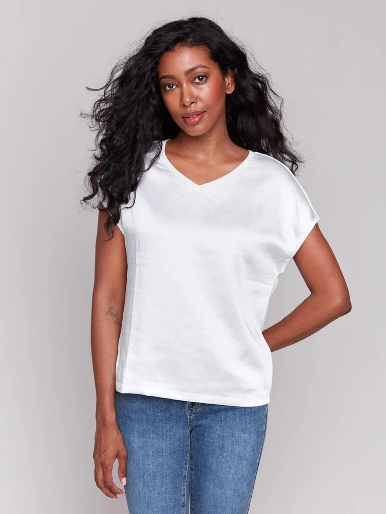 Charlie B Satin V-Neck Top