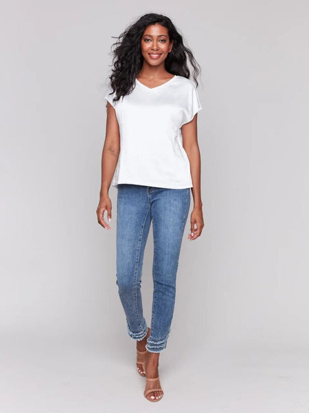 Charlie B Satin V-Neck Top