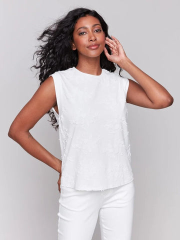 Charlie B Floral Embroidered Cotton Top