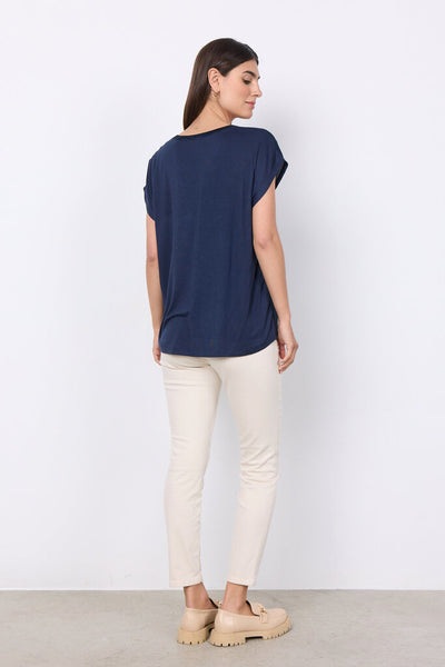 Soyaconcept 'Thilde' Satin V-Neck Blouse - Navy