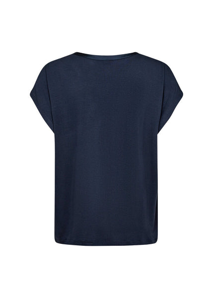 Soyaconcept 'Thilde' Satin V-Neck Blouse - Navy